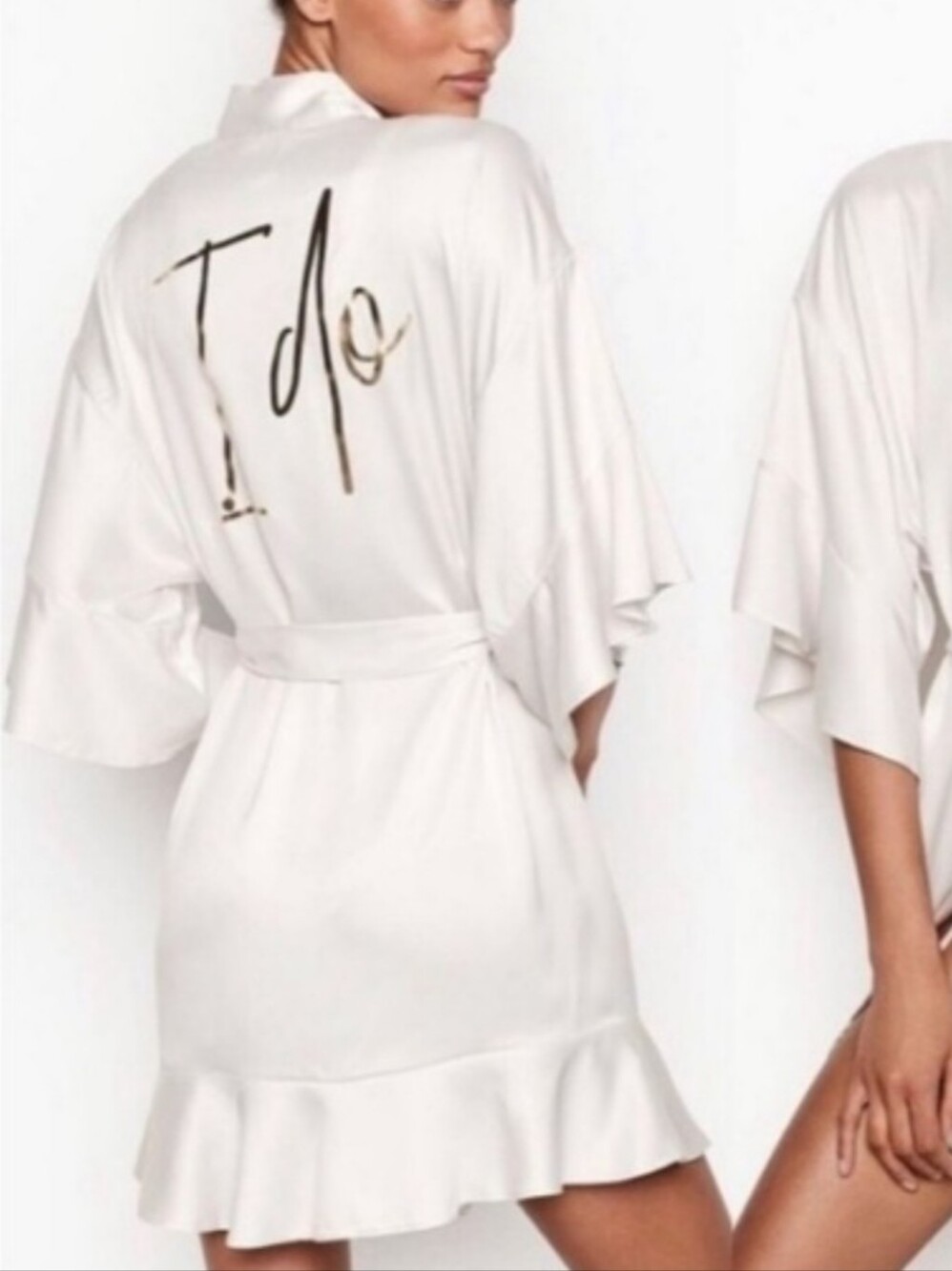 Victoria's Secret I Do cream satin bridal getting ready robe